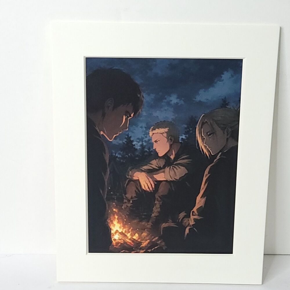 Campfire Attack On Titan Still Shot Card Anime Wall Art Oversized Board A4